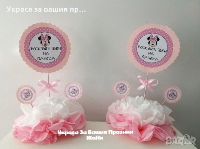 Украса За детски рожден ден на тема Мини Маус в розово , снимка 1 - Други - 31797934