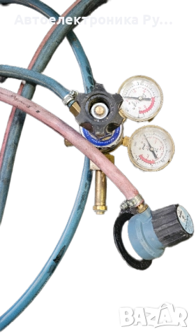 резач на кислород и газ с манометри, винтил и защитни клапани 15 метров двоен маркуч, снимка 2 - Други инструменти - 52342782