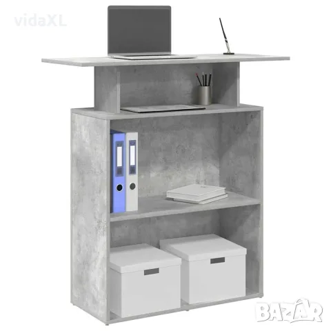 vidaXL Приемно бюро, бетонно сиво, 100x40x104 см, инженерно дърво, снимка 2 - Бюра - 56148283