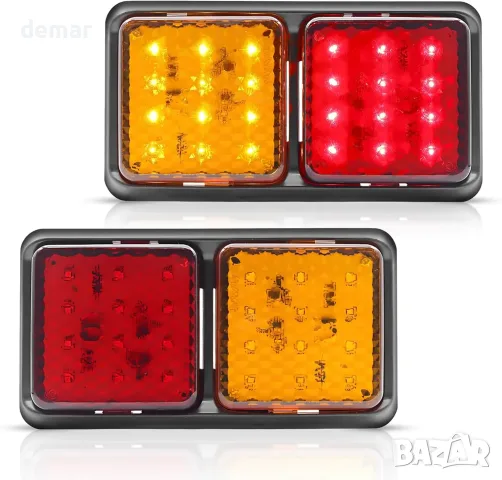Комплект 2 задни LED светлини за ремарке, 12 V, 24 диода