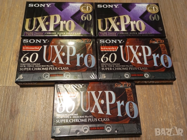 Лот от 5бр чисто нови хромни касети Sony UX-Pro 60