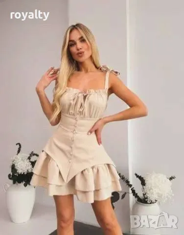 Бежова дамска рокля , снимка 5 - Рокли - 50413953