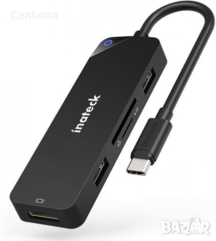 Inateck USB C Hub 5 в 1, USB 3.1 Gen1, 4K HDMI, 2хUSB  3.0.четец на SD/TF карти
