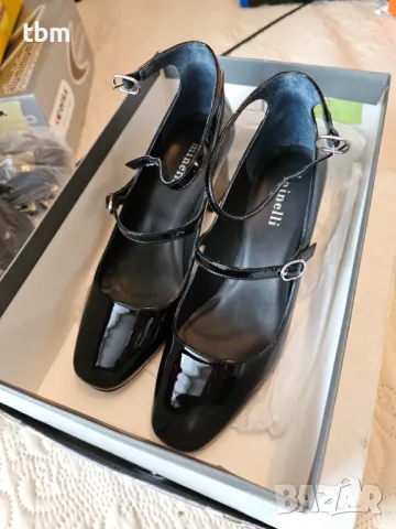 Обувки Minelli, естествена кожа, черен лак, снимка 3 - Дамски обувки на ток - 48432747