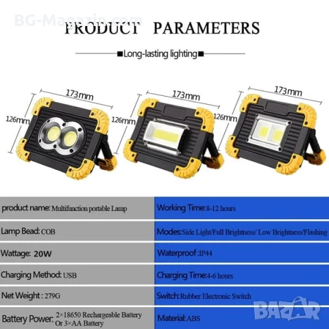 Мощна сервизна работна къмпинг лампа осветление преносима LED фенер USB за риболов палатка работа, снимка 9 - Къмпинг осветление - 51017061
