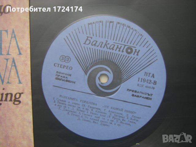 ВТА 11942 - Маргарита Горанова. Не казвай нищо, снимка 3 - Грамофонни плочи - 31518511