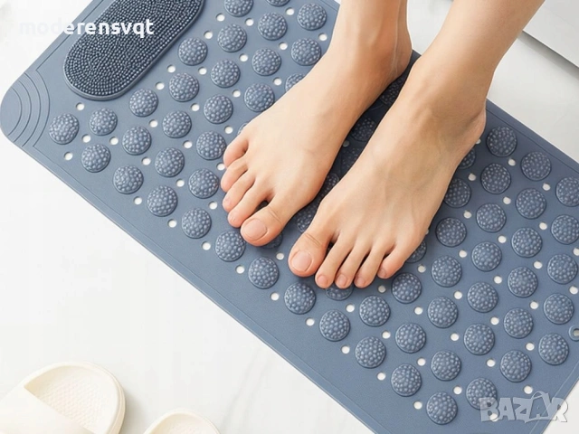 Силиконова противоплъзгаща постелка за баня с масаж, снимка 3 - Други стоки за дома - 53261919