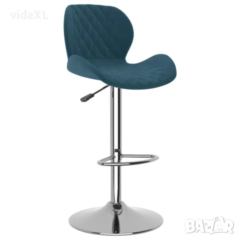 vidaXL Бар табуретки, 2 бр, сини, кадифе, снимка 3 - Столове - 56147002