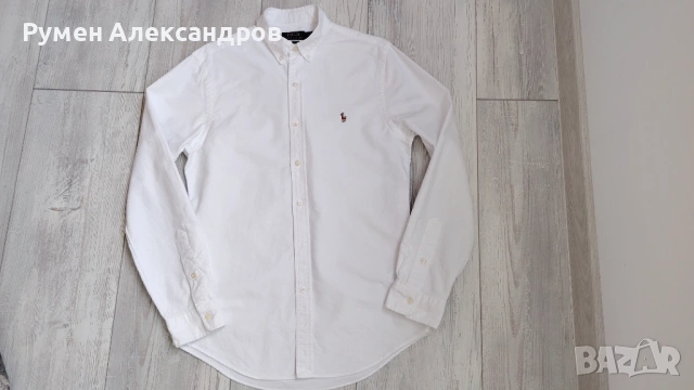 Нова бяла памучна мъжка риза  с дълъг ръкав POLO RALPH LAUREN р-р М - 175, снимка 8 - Ризи - 54340024