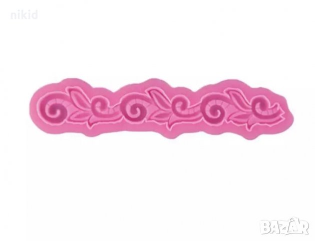 Завъртяни листа силиконов молд борд кант форма декорация торта фондан шоколад, снимка 2 - Форми - 35372972