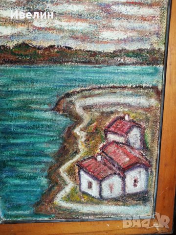 стара картина-селски пейзаж, снимка 2 - Картини - 30301638