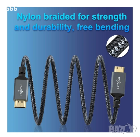 Кабел Mini HDMI мъжки към HDMI, 10 метра , снимка 5 - Друга електроника - 53249526