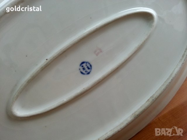 Стар български порцелан плато елипса , снимка 5 - Антикварни и старинни предмети - 39665015