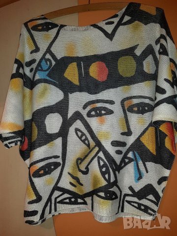  Тънка плетена блуза, оригинален дизайн, снимка 2 - Блузи с дълъг ръкав и пуловери - 30531368