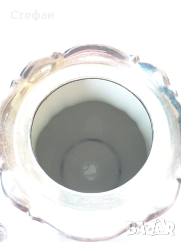 Посребрен порцеланов чайник, снимка 3 - Антикварни и старинни предмети - 52190246