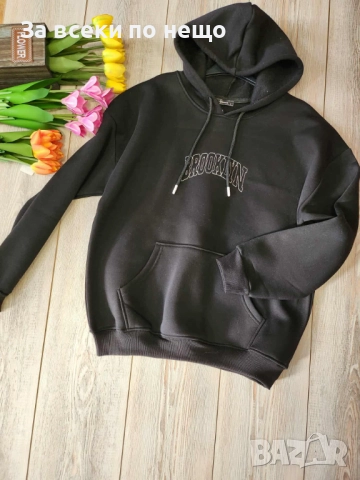 Дамски Черен Суитшърт С Качулка Код I_184