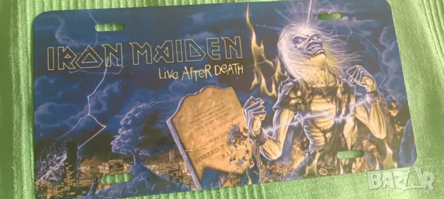 Iron Maiden-Live After Death-метална табела UK Licence Plate Style, снимка 2 - Китари - 47329891