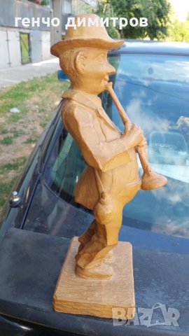 дървена статуетка  музикант , снимка 6 - Антикварни и старинни предмети - 37412938