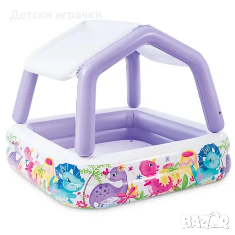 Детски надуваем басейн Intex Sun Shade, 157 х 157 см, PVC, с сенник, морски животни, снимка 2 - Басейни и аксесоари - 49925870