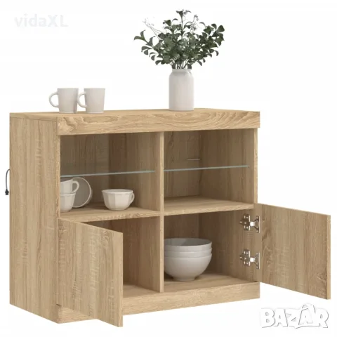 vidaXL Сайдборд с LED светлини, сонома дъб, 81x37x67 см, снимка 5 - Бюфети - 56148139