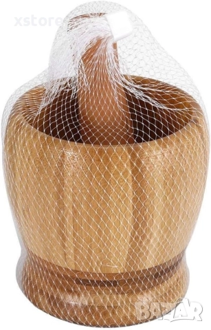 Бамбуково хаванче с чукало за чесън и подправки, 10х10 см / Външен размер 10х10 вътрешен отвор 6.5см, снимка 5 - Други стоки за дома - 52699634