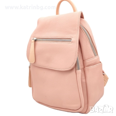 Дамска раница малка с много ципове в розово Код на продукта:DR-1, снимка 2 - Раници - 51615650