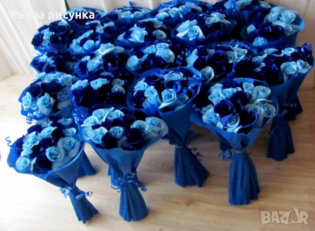 Букети и букетчета в синьо, снимка 15 - Изкуствени цветя - 31382192