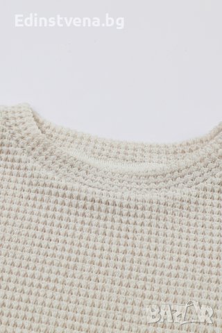 Дамска ефектна блуза в бежово с дълги ръкави с принт на слънчогледи, снимка 7 - Блузи с дълъг ръкав и пуловери - 42636271