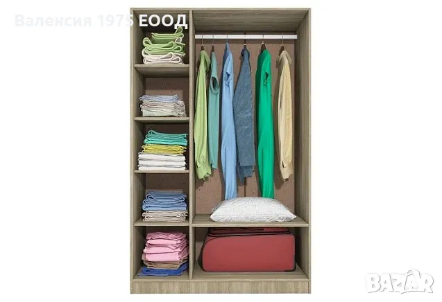 Трикрил гардероб с огледало Сити 1003 сонома, орех или комбинация бяло/ арвен, снимка 4 - Гардероби - 18790452