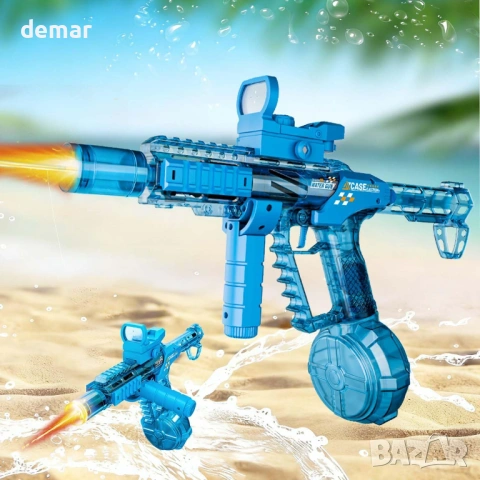 Автоматичен електрически воден пистолет с LED светлини, ултра дълъг обхват, голям капацитет (син)