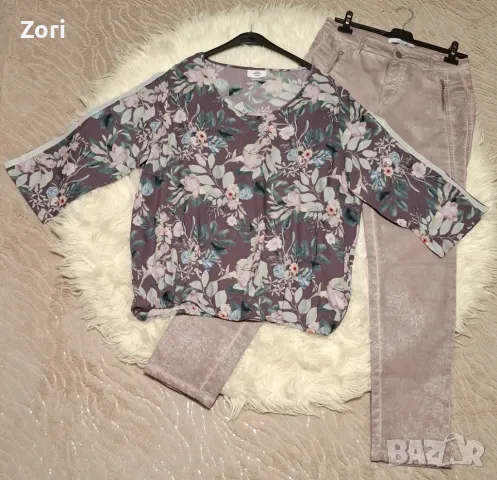 СТРАХОТНА тъничка риза на цветя със сребрист кант на ръкавите , снимка 1