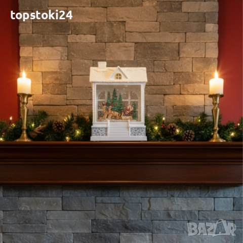 Снежна Коледна къщичка с Дядо Коледа – Идеален празничен акцент, снимка 3 - Други стоки за дома - 52641925