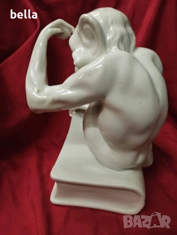 Изключително рядка порцеланова голяма пластика известна като маймуната на Дарвин, снимка 4 - Антикварни и старинни предмети - 54207020