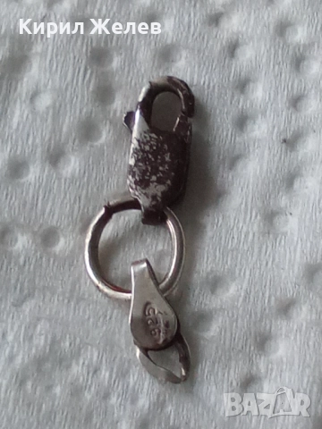 Сребърна карабинка закопчалка 31941, снимка 3 - Колиета, медальони, синджири - 52339387