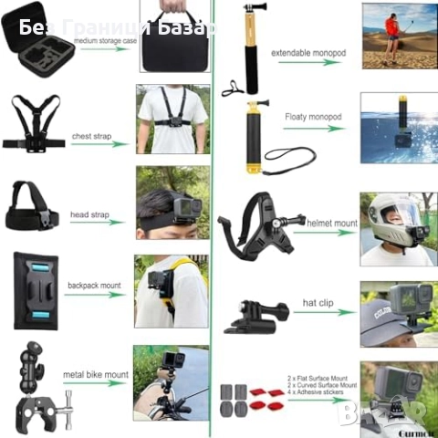 Нови Аксесоари за GoPro/Osmo/Insta360 – клипс, стойка, селфи стик, плувка, снимка 6 - Чанти, стативи, аксесоари - 51683476