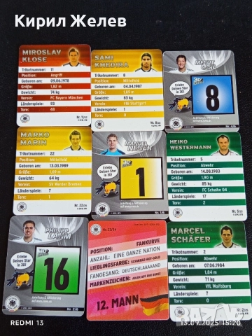 Колекционерски картички на футболисти МИРОСЛАВ КЛОЗЕ,САМИ КЕДИРА, МАНУЕЛ НОЕР 51046, снимка 9 - Колекции - 51701458