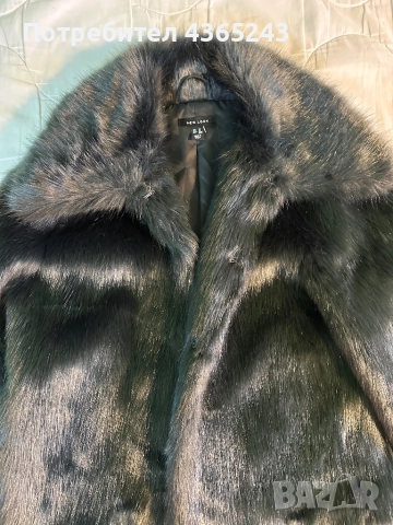 Дамско черно палто/ яке с косъм Чисто НОВО! Размер М, снимка 9 - Якета - 52577034