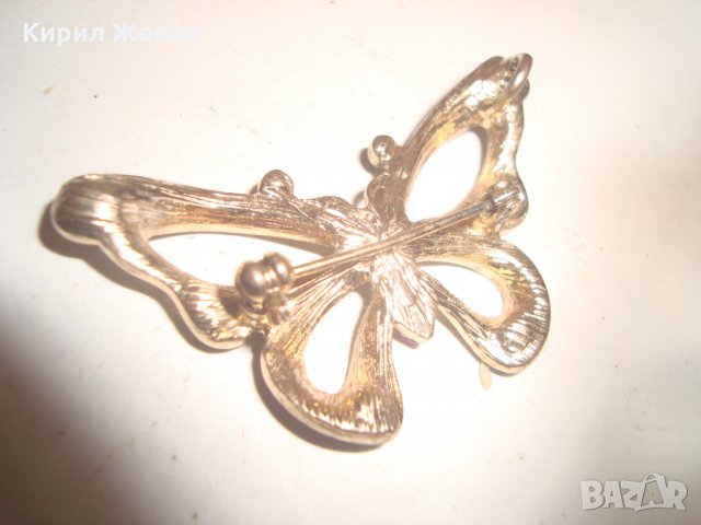 ЗЛАТИСТА БРОНЗОВА КРАСИВА ПЕПЕРУДА АРТ БРОШКА с МНОГО КАМЪНИ и КРИСТАЛИ 68131, снимка 4 - Други - 30580772