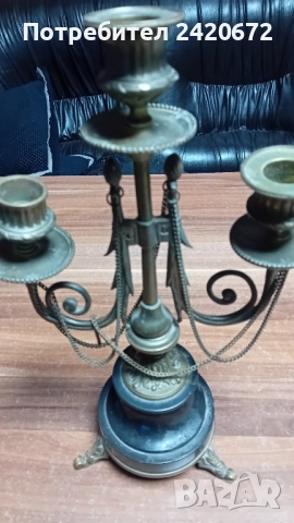 старинен свещник, снимка 4 - Декорация за дома - 52070656