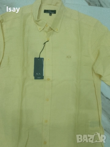 Мъжка риза Армани 100% лен, снимка 7 - Ризи - 53919038