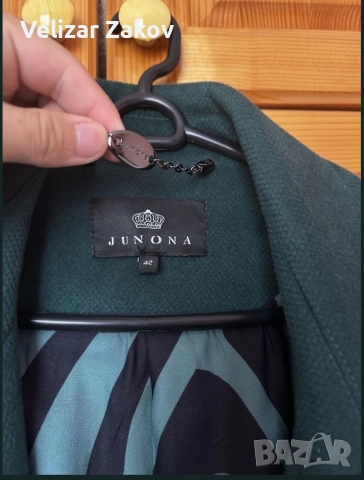 Дамско зимно палто Junona-размер 42,тъмнозелено,с колан., снимка 4 - Якета - 52891641