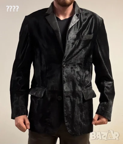 Мъжко яке тип сако от естествена кожа с косъм пони, снимка 5 - Якета - 51289397