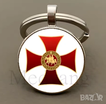 Масонски Ключодържател Емайлиран Щит на Рицар Кръстоносец Червен Кръст Шармичен Орден на Тамплиерите, снимка 2 - Колекции - 54303593