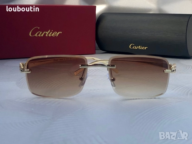 Cartier Мъжки слънчеви очила правоъгълни 3 цвята черни кафяви прозрачни, снимка 9 - Слънчеви и диоптрични очила - 51739017