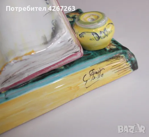 Уникална италианска статуетка, майолика, изцяло ръчна изработка , снимка 3 - Статуетки - 48524313