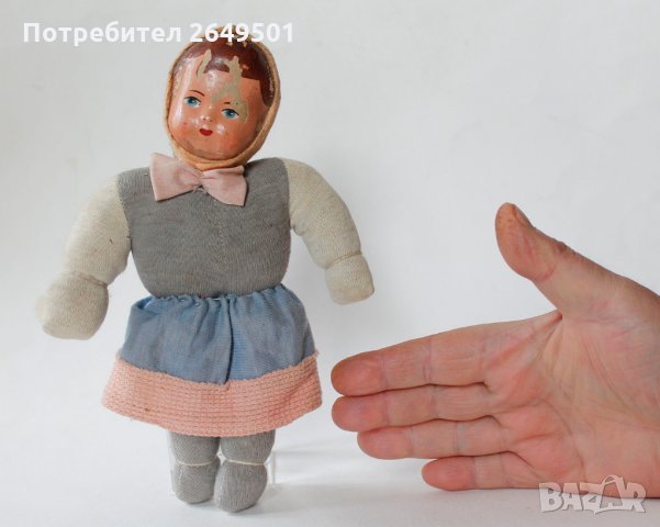 Стара пълнена Кукла Папие Маше Чехословакия 1950те
