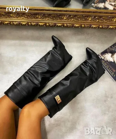 Ботуши на платформа - черна кожа, снимка 2 - Дамски ботуши - 49924257