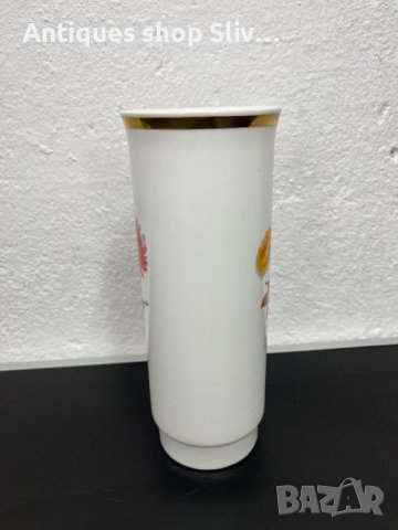 Немска порцеланова ваза с флорални мотиви. №5080, снимка 6 - Антикварни и старинни предмети - 44292740