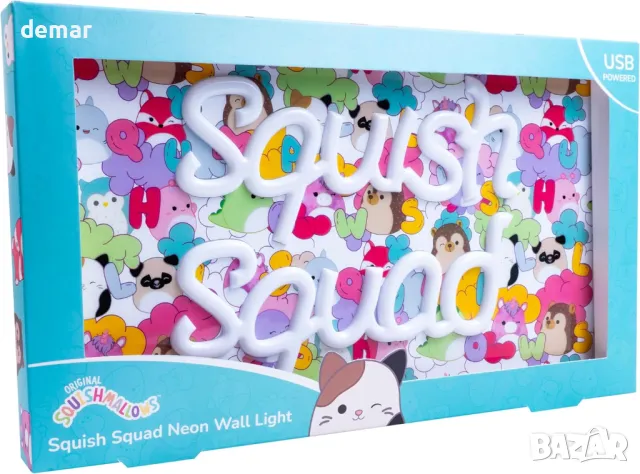 Fizz Creations Squishmallows Squish Squad, неонова табела за стена, USB захранване, LED, снимка 7 - Лед осветление - 47863714