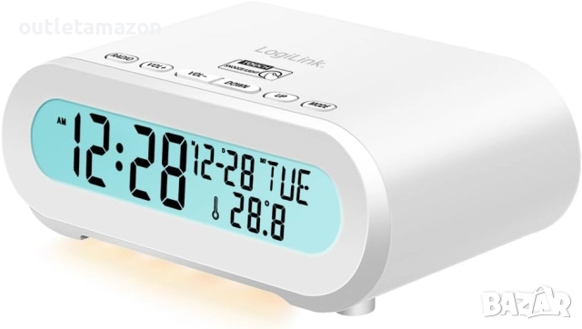 LogiLink радиобудилник с дисплей за температура, таймер за заспиване, включва USB порт за зареждане